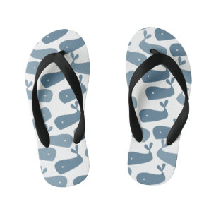 Kids Summer Whale Blue Flip Flops