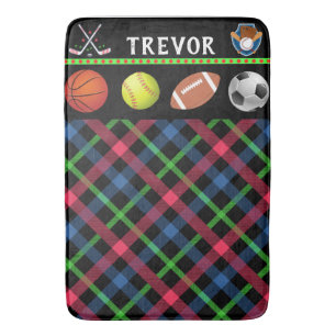 Kids Super Sports Tartan Personalisiert Badematte