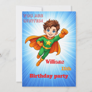 Kids Superhero Birthday Invitation