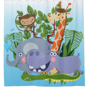 Kids Süße Tier Safari Duschvorhang