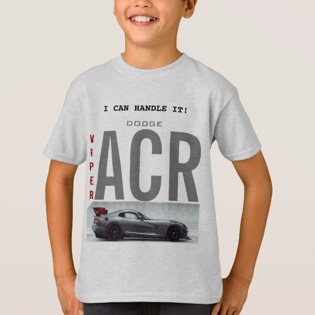 KIDS T - SHIRT GRAU FARBE "DODGE VIPER THEMA" (Vorderseite)