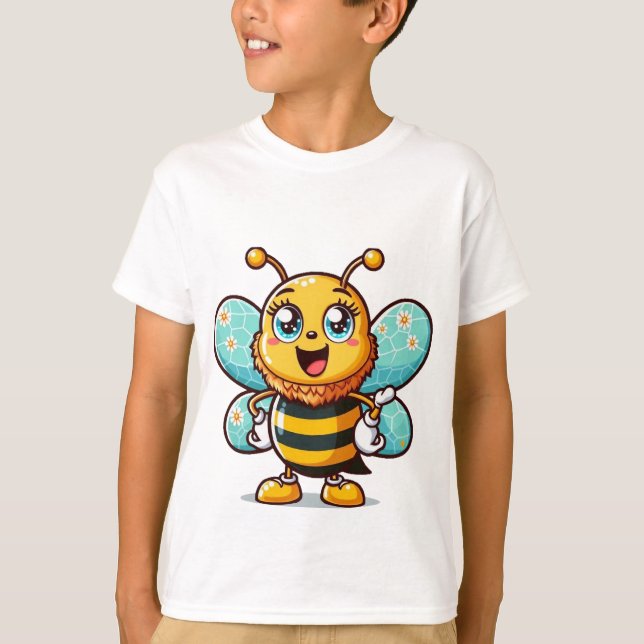 Kids-T - Shirt mit Cartoon Niedliche Bienendarstel (Vorderseite)