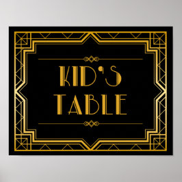 Kid's Table Wedding Sign | Gatsby Art Deco Poster