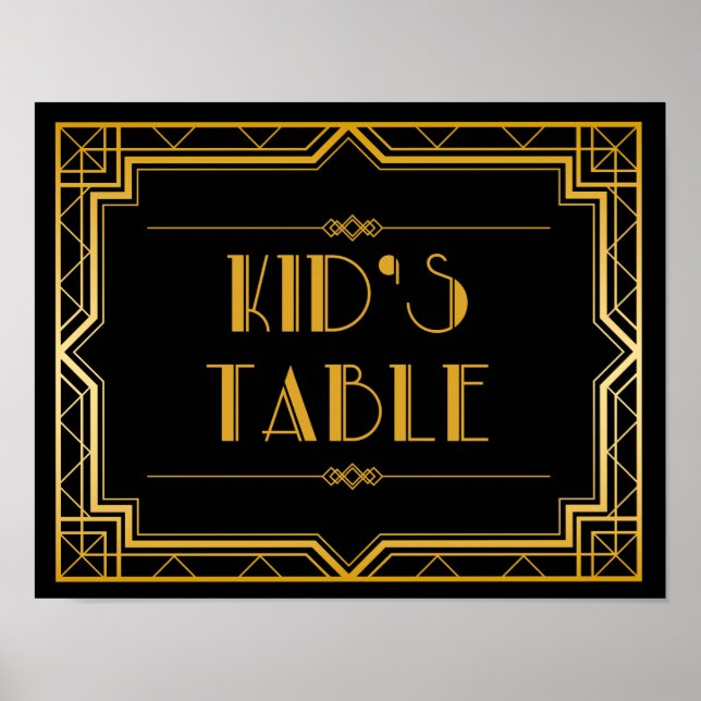 Kid's Table Wedding Sign | Gatsby Art Deco Poster (Vorne)