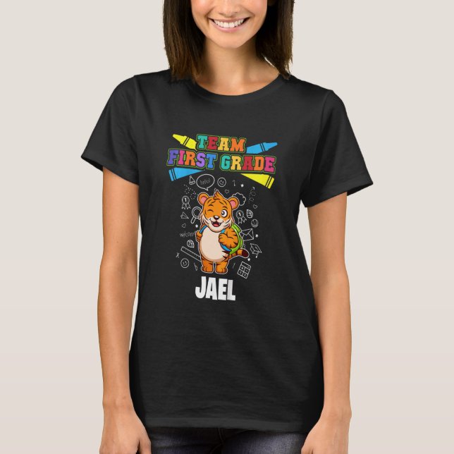 Kids Team Erste Klasse Jael Personalisiert T-Shirt (Vorderseite)