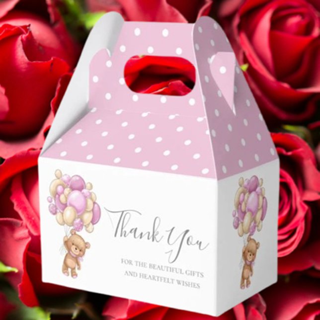 Kids Teddy Balloon Pink Fevor Box Geschenkschachtel (Delight young guests with our Kids Teddy Balloon Pink Favor Box)