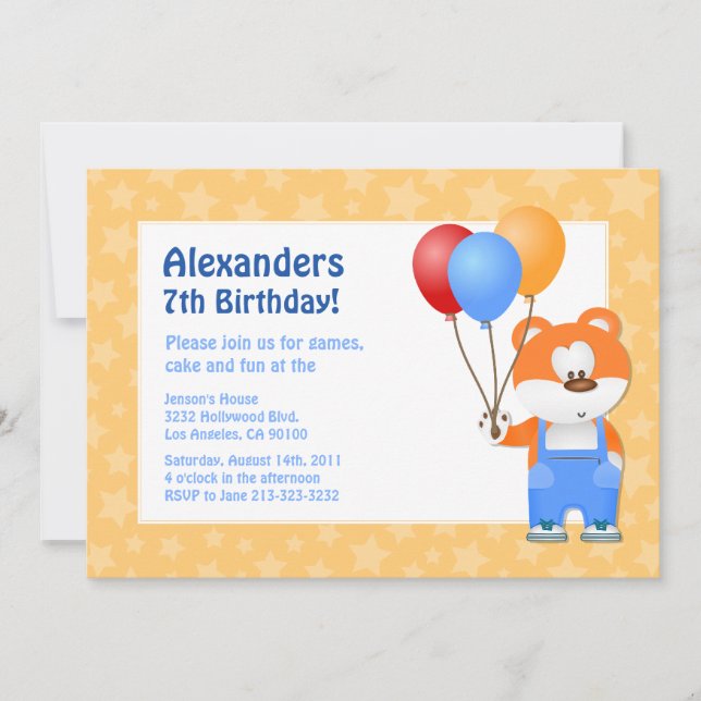 Kids Teddy Bear Geburtstagsparty Einladung (Vorderseite)