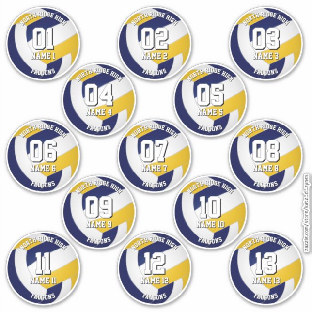 kids teens navy blue gold volleyball club 13 aufkleber (Vorderseite)