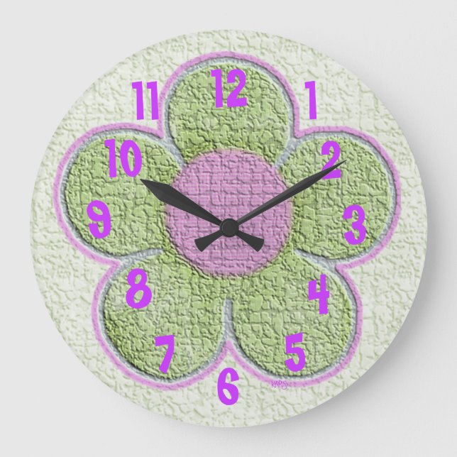 Kids Textured Flower Wall Clock Große Wanduhr (Vorderseite)