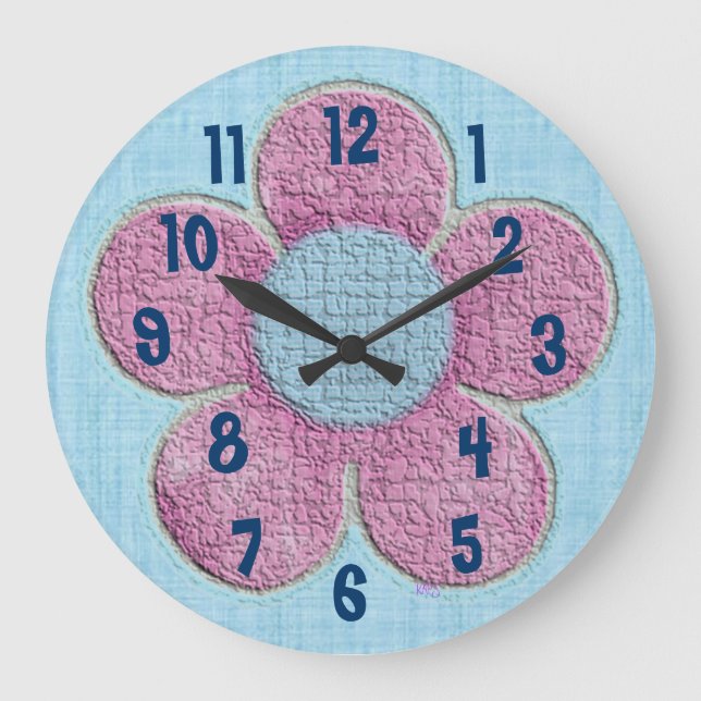 Kids Textured Flower Wall Clock Große Wanduhr (Vorderseite)