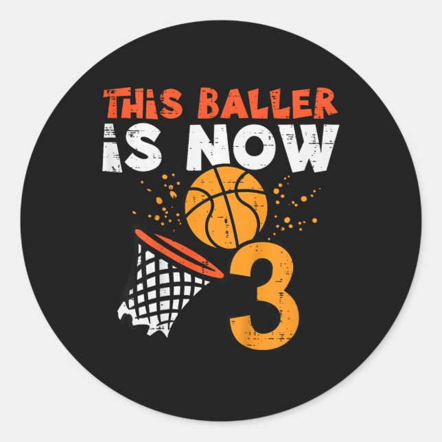 Kids This Ller Is Now 3 Sketll 3rd Birthday Bday B Runder Aufkleber (Vorderseite)