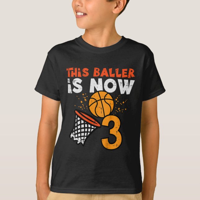 Kids This Ller Is Now 3 Sketll 3rd Birthday Bday B T-Shirt (Vorderseite)