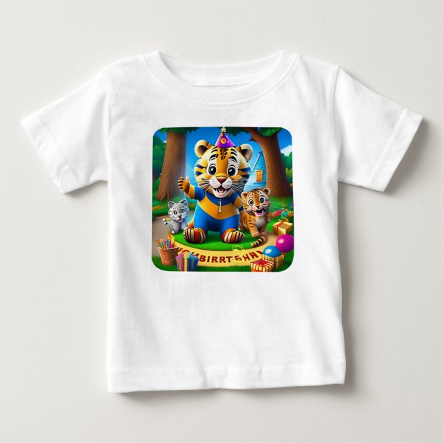 Kids Tiger’s Neighborhood 2nd Birthday Baby T-shirt (Vorderseite)