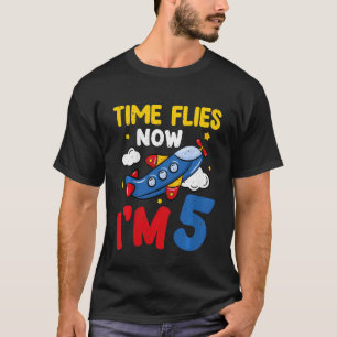 Kids Time Fliegt jetzt im 5. Geburtstag Flugzeug D T-Shirt