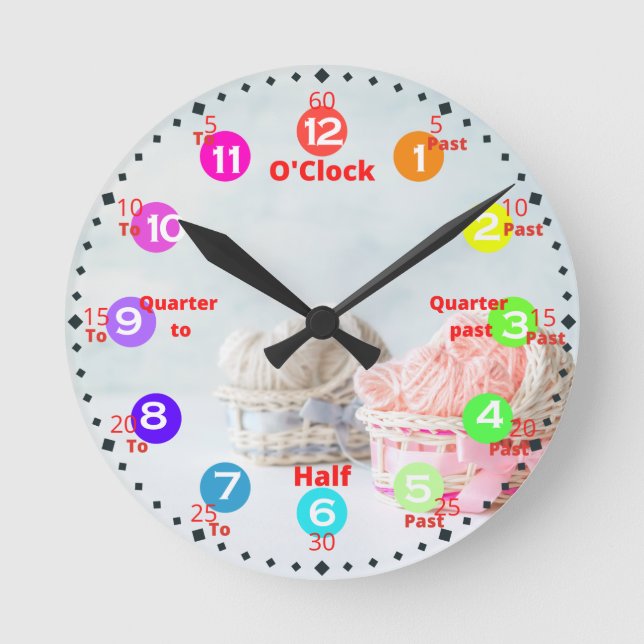 Kids Time Learning Round Clock Runde Wanduhr (Vorderseite)
