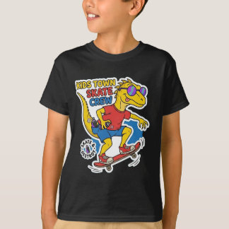 Kids Town Skate Crew Dinosaur Skateboard Cartoon T-Shirt