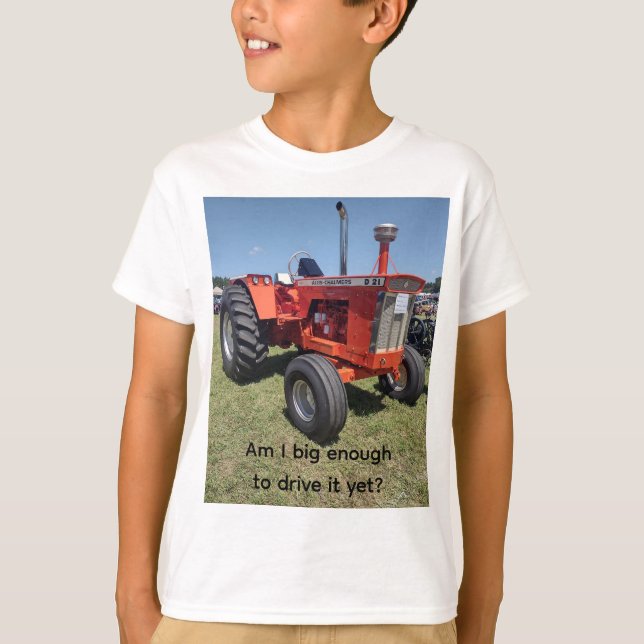 Kids' tractor T-shirt, "Am I big enough to drive" T-Shirt (Vorderseite)