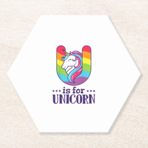 Kids U ist für Einhorn Alphabet T-Shirt Untersetzer