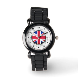 Kid's UK Flag Silver Glitzer Strap Watch Armbanduhr