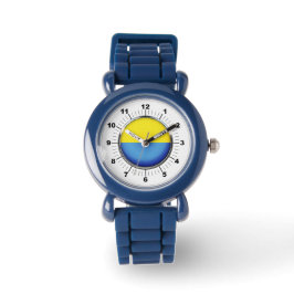 Kid's Ukraine Flag anpassbarer Stahl schwarz Armbanduhr