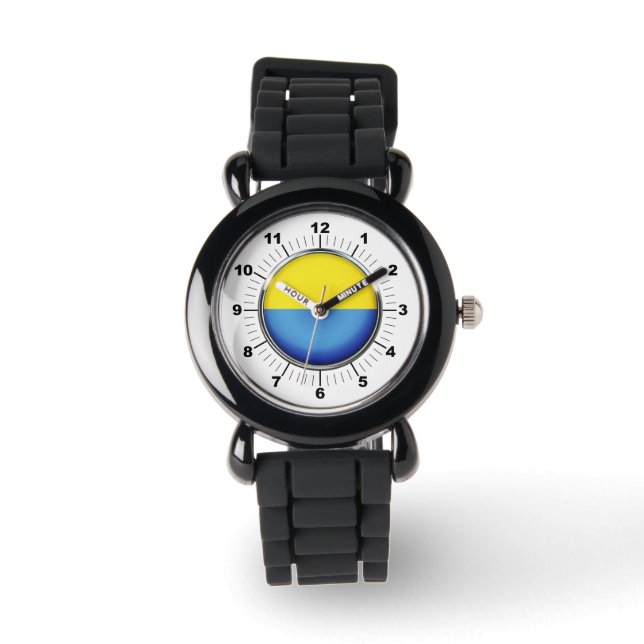 Kid's Ukraine-Flagge Silver Glitzer Strap Watch Armbanduhr (Vorderseite)