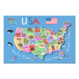 Kids US Map Fotodruck