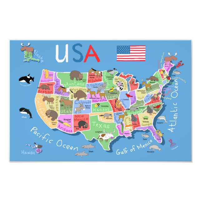 Kids US Map Fotodruck (Vorne)