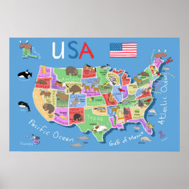 Kids US Map Poster