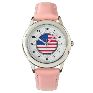 Kid's USA Einstellbare Verkleidung Edelstahl Pink Armbanduhr