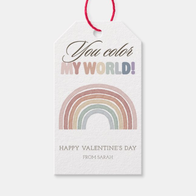 Kids Valentine Rainbow Classroom Valentine  Geschenkanhänger (Vorderseite)