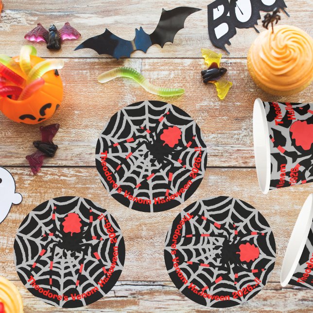 Kids Venom Halloween-Party Runder Pappuntersetzer (Venom Halloween Party Round Paper Coaster)