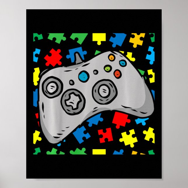 Kids Video-Game Controller Autismus Awareness Puzz Poster (Vorne)