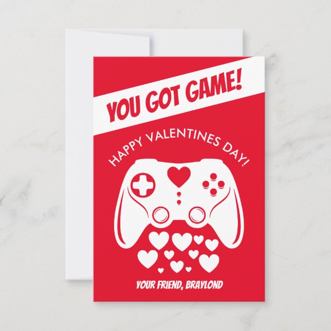 Kids Video Game Valentinstag Card (Vorderseite)