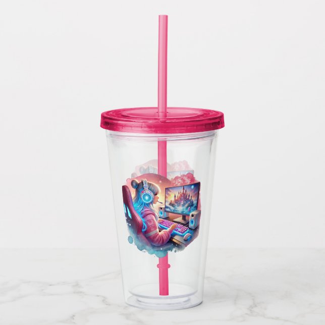 Kids Video Gamer Acryltrinkbecher (Vorderseite)
