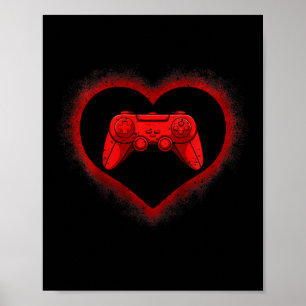 Kids Videospiel-Controller Herz Valentinstag Co Poster