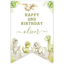 Kids Watercolor Dinosaurier Geburtstagsparty Wimpelkette