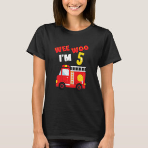 Kids We Woo Fire Truck 5 Jahre alter Feuerwehrmann T-Shirt