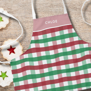 Kids Weihnachtsgebäck Name übereinstimmen Kariert Schürze