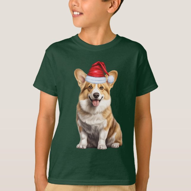 Kids Welsh Corgi Dog Lover Funny Christmas T-Shirt (Vorderseite)
