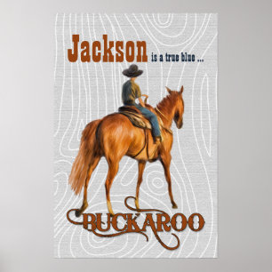 Kid's Western Themed Individuelle Name Buckaroo Poster