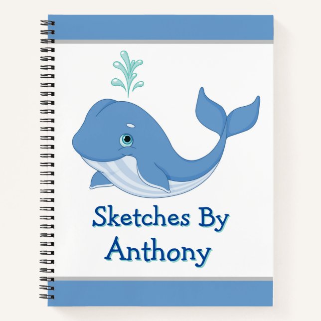Kids Whale Custom Sketch Notizbuch (Vorderseite)