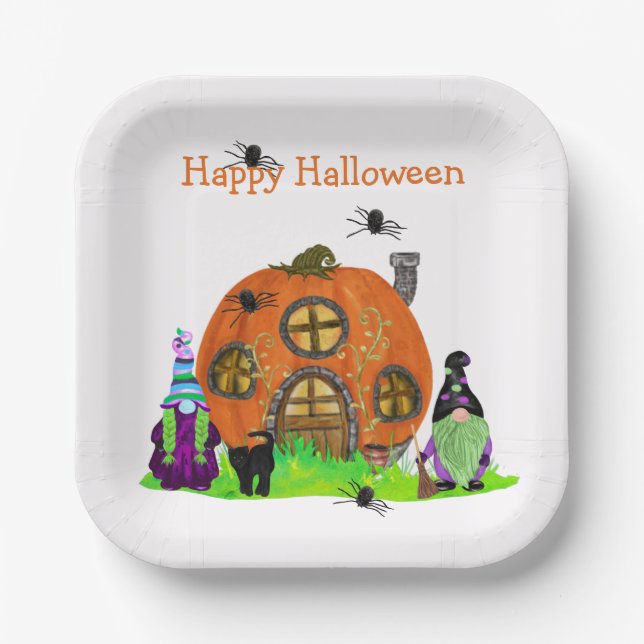 Kids Whimsical Gnomes Halloween Pappteller (Vorderseite)
