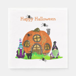 Kids Whimsical Gnomes Halloween Serviette