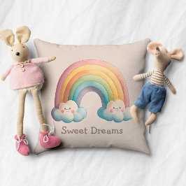 Kids Whimsical Pastel Rainbow in Clouds Kissen