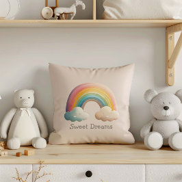 Kids Whimsical Pastel Rainbow in Clouds Kissen