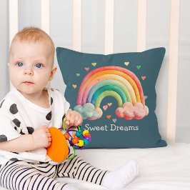 Kids Whimsical Pastel Rainbow in Clouds Kissen