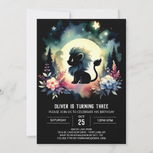 Kids Whimsy Lion Birthday Einladung