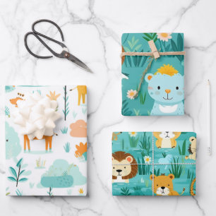 Kids-Wildlife-Safari    Geschenkpapier Set