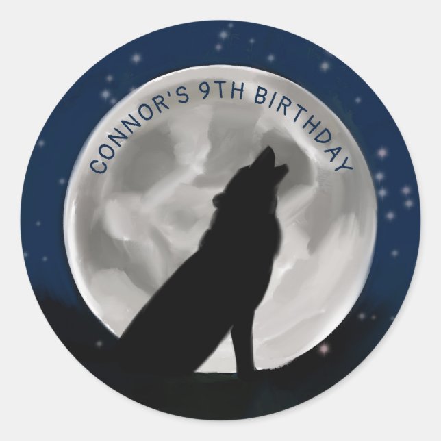 Kids Wolf heult am Party der Mondwölfe Runder Aufkleber (Vorderseite)