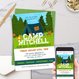 Kids Woodland Backyard Camp Out Birthday Einladung